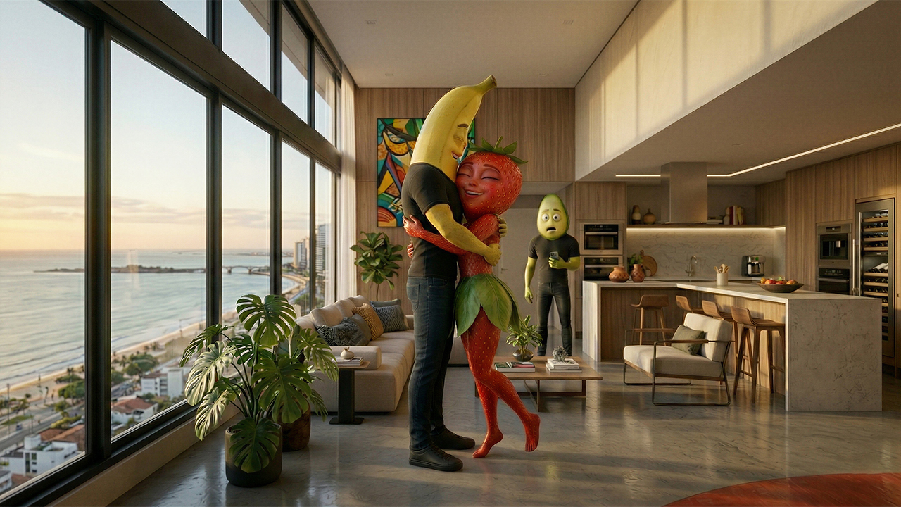 como criar imagens de IA com frutas